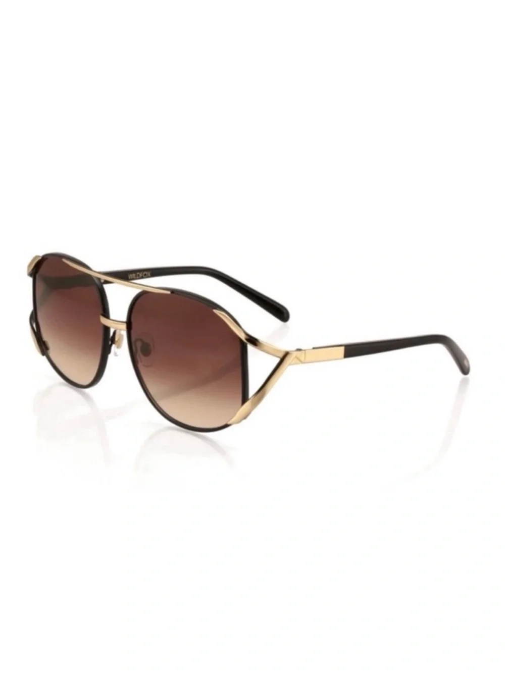 Wildfox Dynasty Aviator Sunglasses Black Gold Brown Gradient NWT